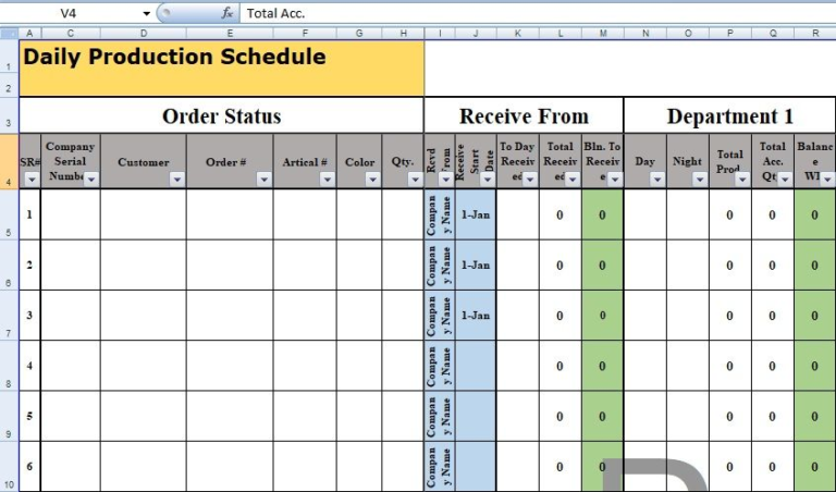 Production Schedule Template Excel Project Management Tools