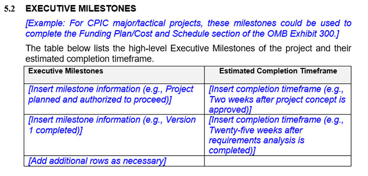 EXECUTIVE-MILESTONES